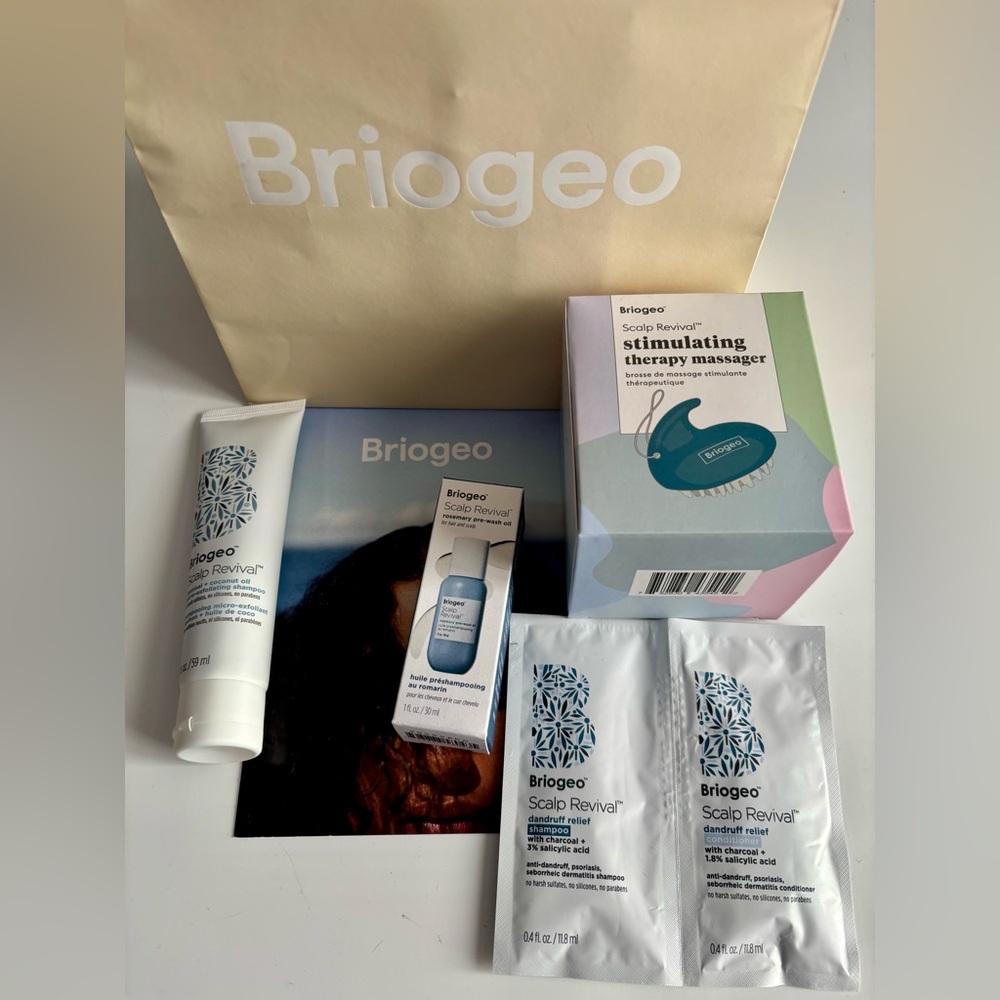 NWT Briogeo 4 Scalp Revival Travel Sized Products including Scalp massager